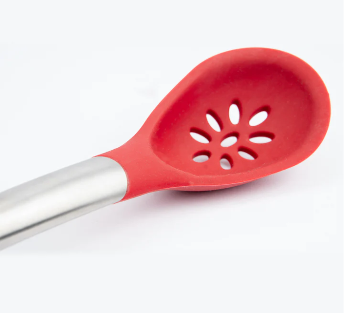 Cuisipro Silicone Slotted Spoon – 12" / 30.5 cm – Red (LFGB Silicone) Cuisipro by Kitchen Niche