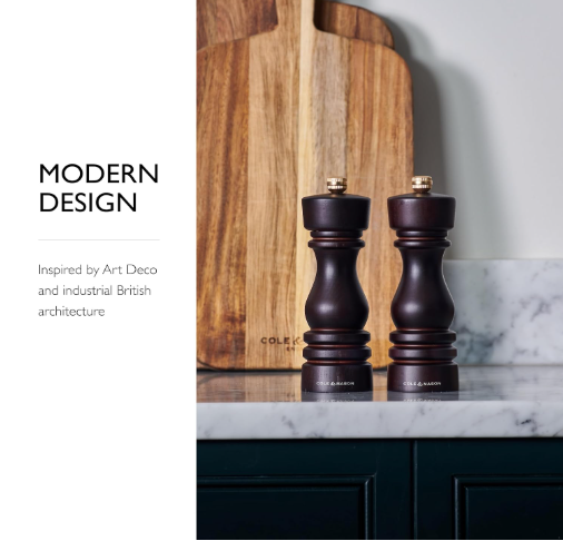Cole & Mason The London Collection Salt & Pepper Mill Gift Set – Chocolate Wood – 7" / 18 cm by Kitchen Niche