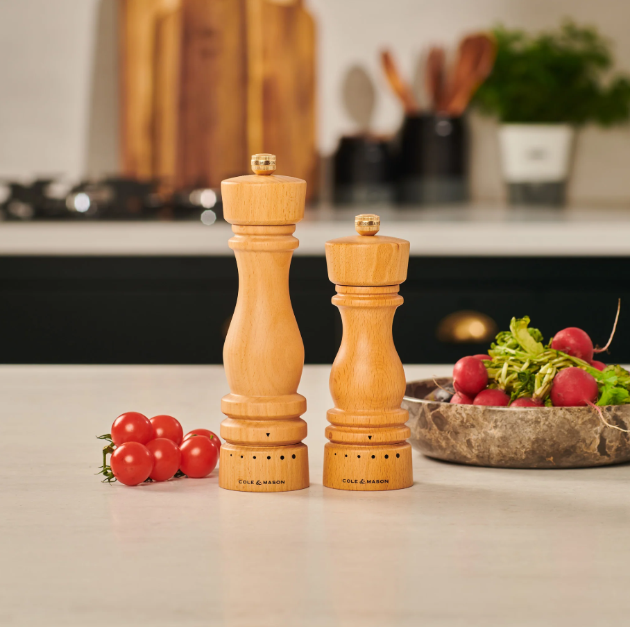 Cole & Mason London Grind Select Salt & Pepper Mill Gift Set – Natural Beech – 7" / 18 cm