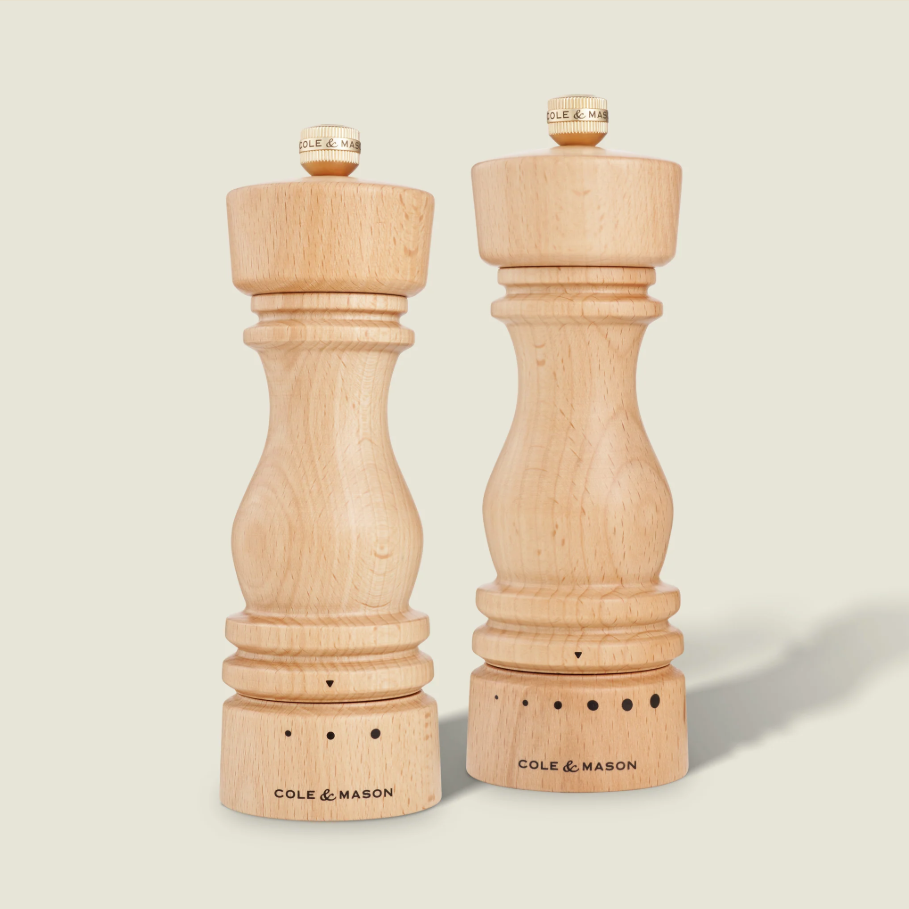 Cole &amp; Mason London Grind Select Salt &amp; Pepper Mill Gift Set – Natural Beech – 7&quot; / 18 cm