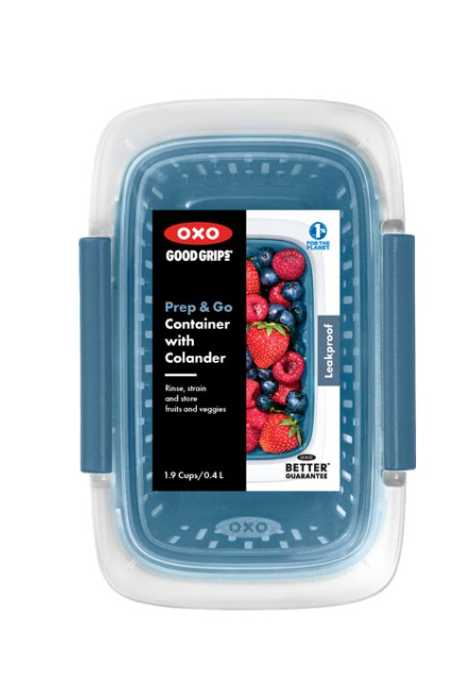 OXO Prep and Go Container with Colander Blue