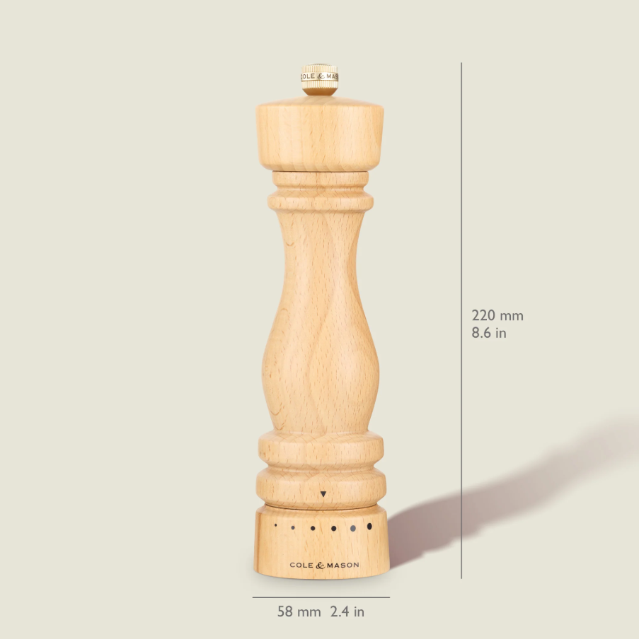 Cole & Mason London Grind Select Pepper Mill – Natural Beech – 8.5" / 22 cm