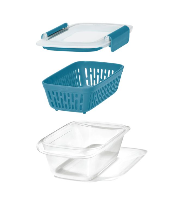OXO Prep and Go Container with Colander Blue