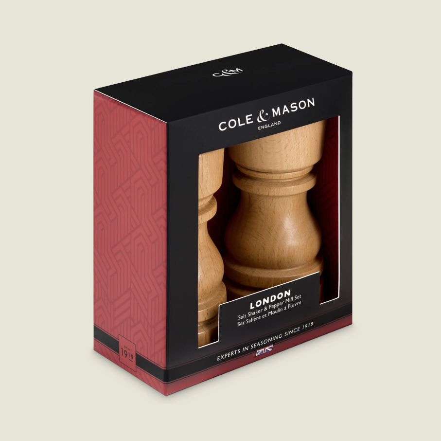 Cole & Mason London Salt Shaker and Pepper Mill Gift Set – Natural Beech – 5" / 13 cm