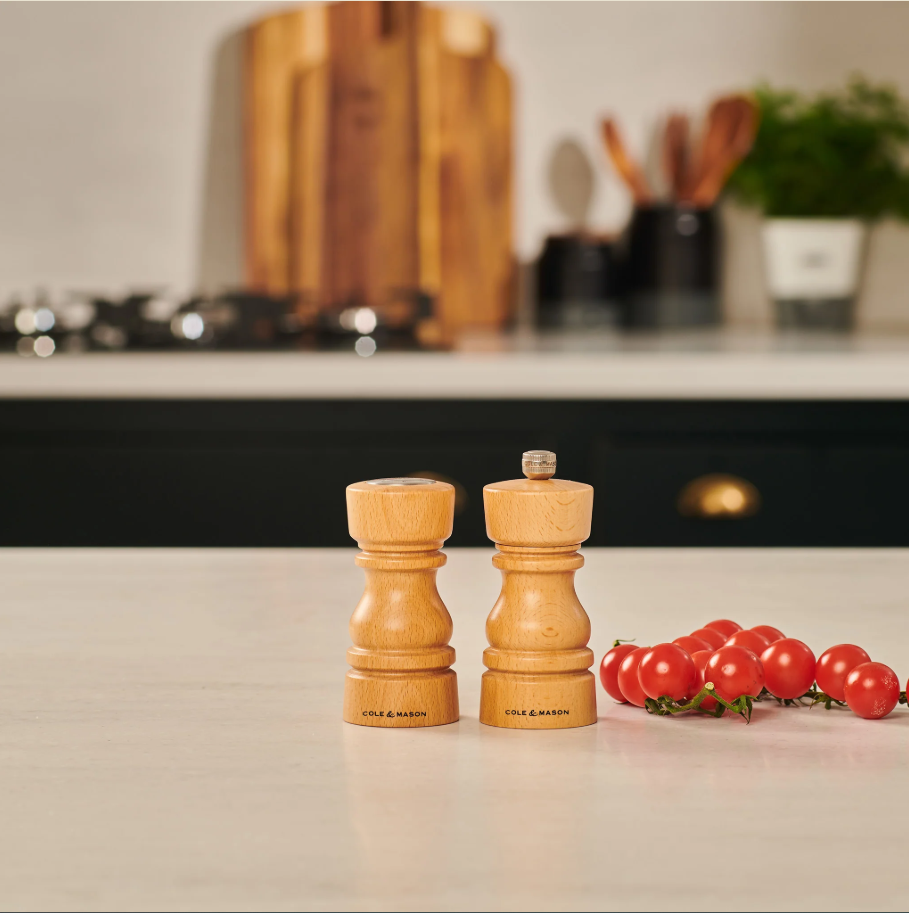 Cole & Mason London Salt Shaker and Pepper Mill Gift Set – Natural Beech – 5" / 13 cm