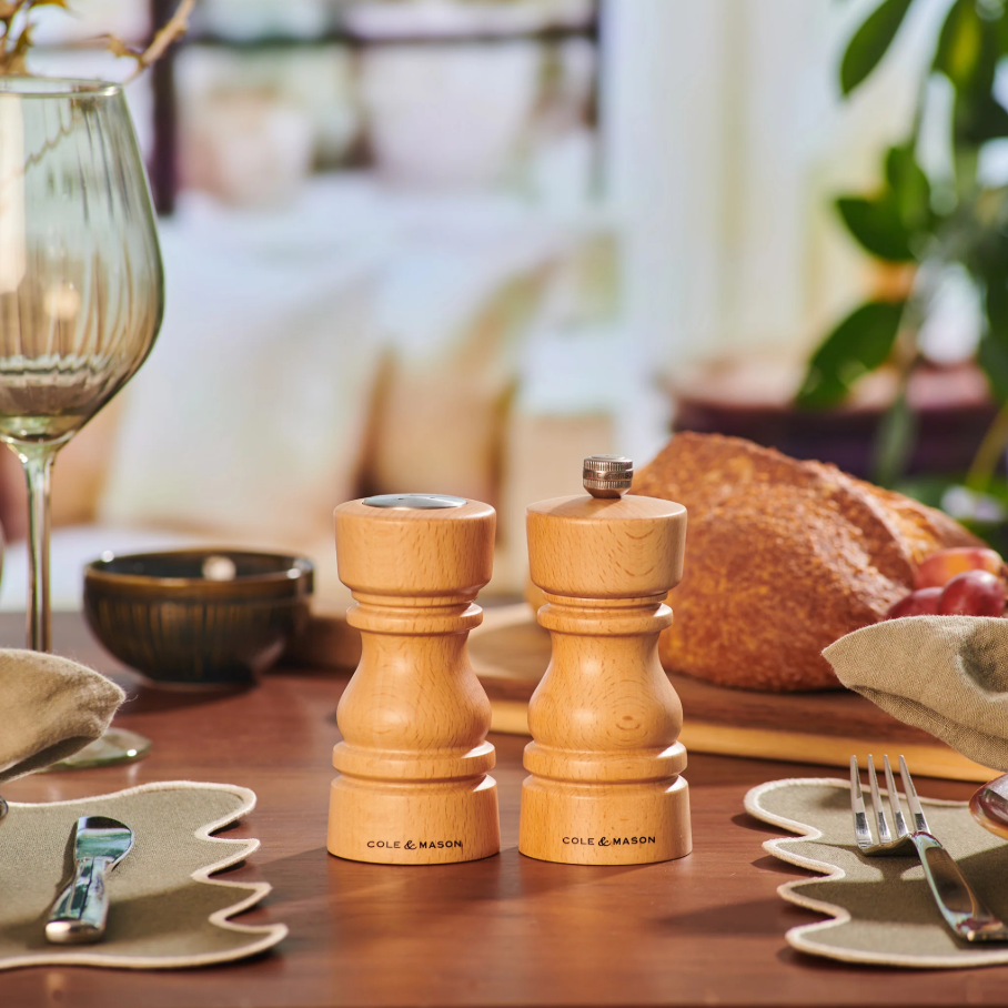 Cole & Mason London Salt Shaker and Pepper Mill Gift Set – Natural Beech – 5" / 13 cm