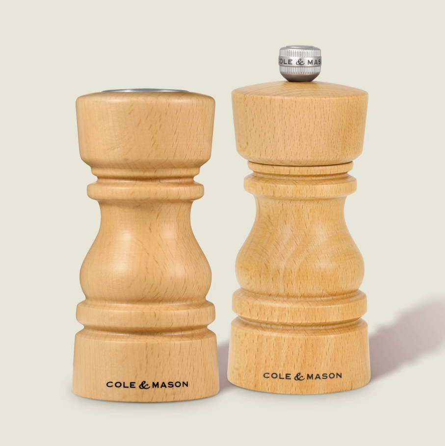 Cole & Mason London Salt Shaker and Pepper Mill Gift Set – Natural Beech – 5" / 13 cm