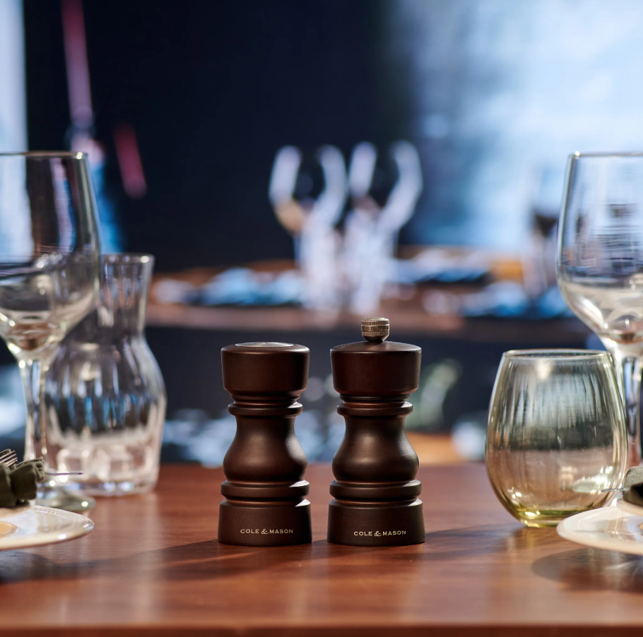 Cole & Mason London Salt Shaker and Pepper Mill Gift Set – Chocolate Wood – 5" / 13 cm