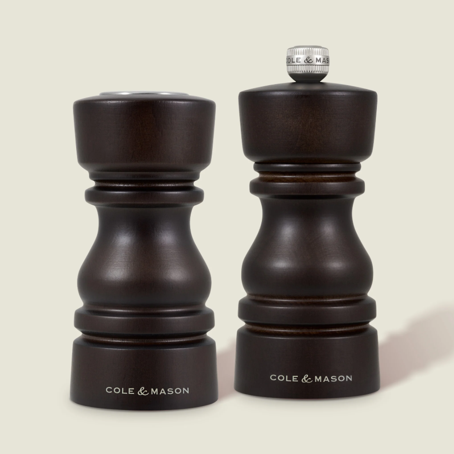 Cole & Mason London Salt Shaker and Pepper Mill Gift Set – Chocolate Wood – 5" / 13 cm