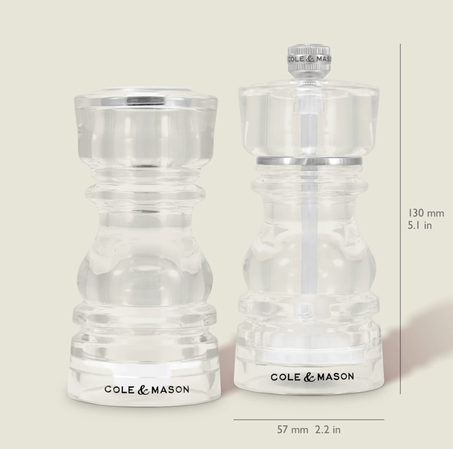 Cole & Mason London Salt Shaker and Pepper Mill Gift Set – Acrylic – 5" / 13 cm