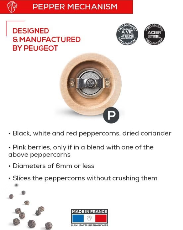 Peugeot Fidji Black Matte 20cm Pepper Mill by Kitchen Niche