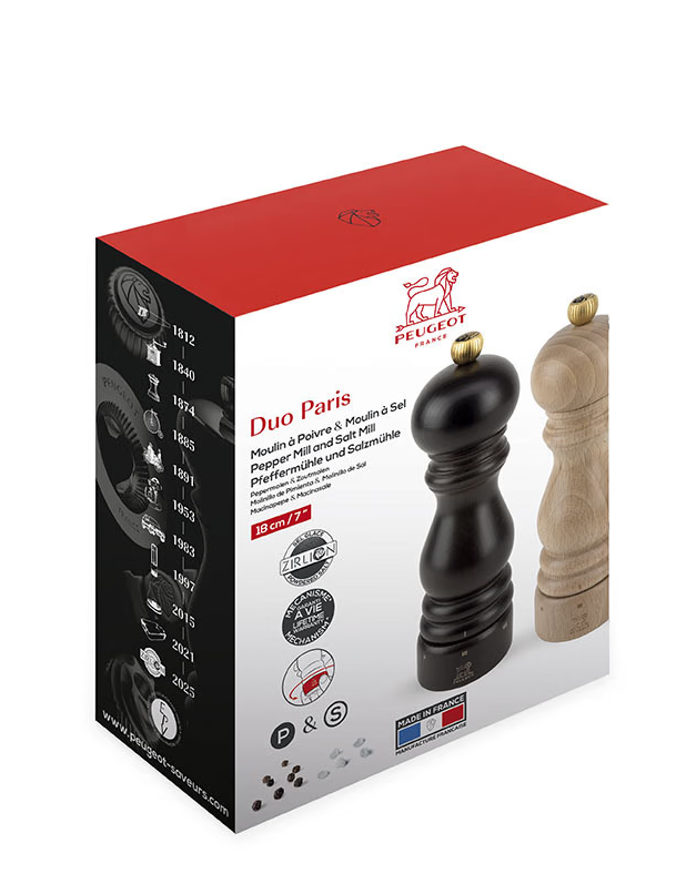 Peugeot Paris Chocolate & Natural Salt and Pepper Mill Set – 18 cm