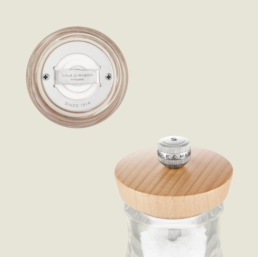 Cole & Mason Holborn Salt Mill – Natural Beech – Acrylic/Wood – Filled