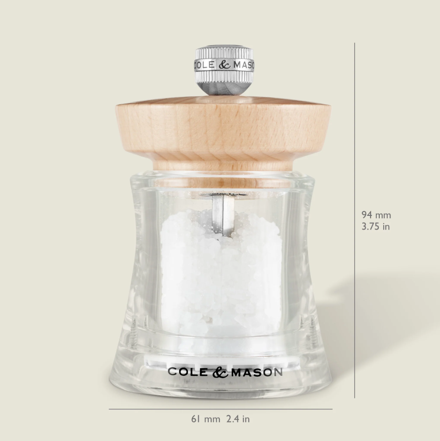 Cole & Mason Holborn Salt Mill – Natural Beech – Acrylic/Wood – Filled