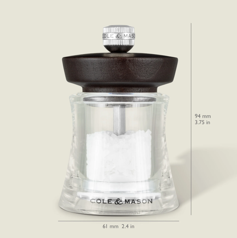 Cole & Mason Holborn Salt Mill – Chocolate Beech – Acrylic/Wood – Filled