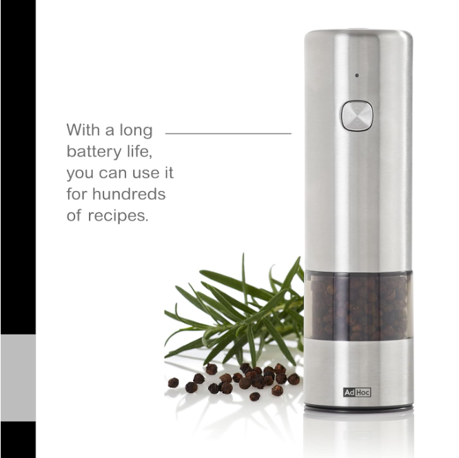 AdHoc i.Mill Electric USB Salt and Pepper Mill Set – 6.7" / 17 cm