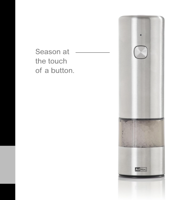 AdHoc i.Mill Electric USB Salt and Pepper Mill Set – 6.7" / 17 cm