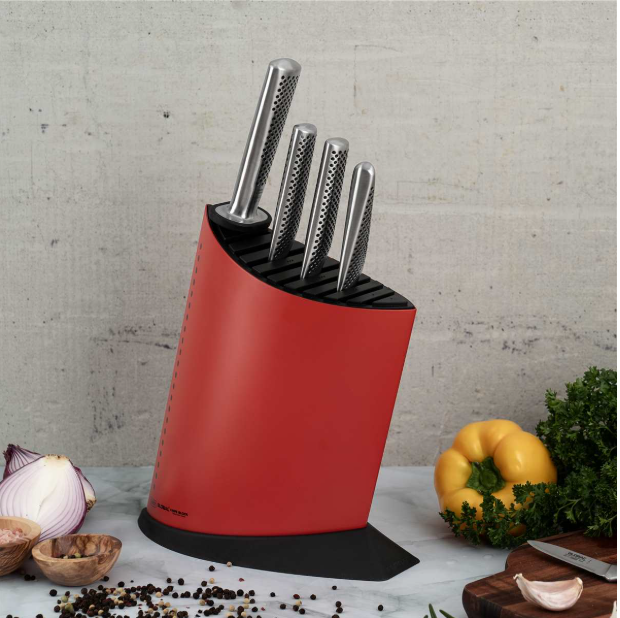 Global Knife Block Holds 10 Knives Ship Shape Red Global by Kitchen Niche