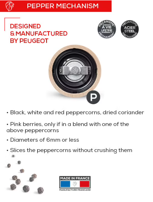 Peugeot Paris u'Select White Lacquer 23cm Pepper Mill by Kitchen Niche