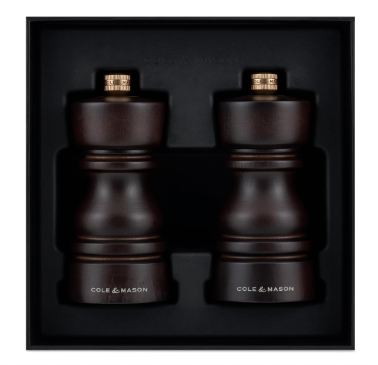 Cole & Mason The London Collection Salt & Pepper Mill Gift Set – Chocolate Wood – 5" / 13 cm by Kitchen Niche