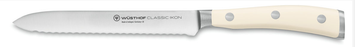 Wüsthof Classic Ikon Crème Serrated Utility Knife – 5&quot; Wusthof by Kitchen Niche