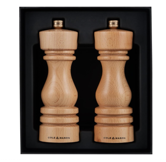 Cole & Mason The London Collection Salt & Pepper Mill Gift Set – Natural Beech – 7" / 18 cm by Kitchen Niche