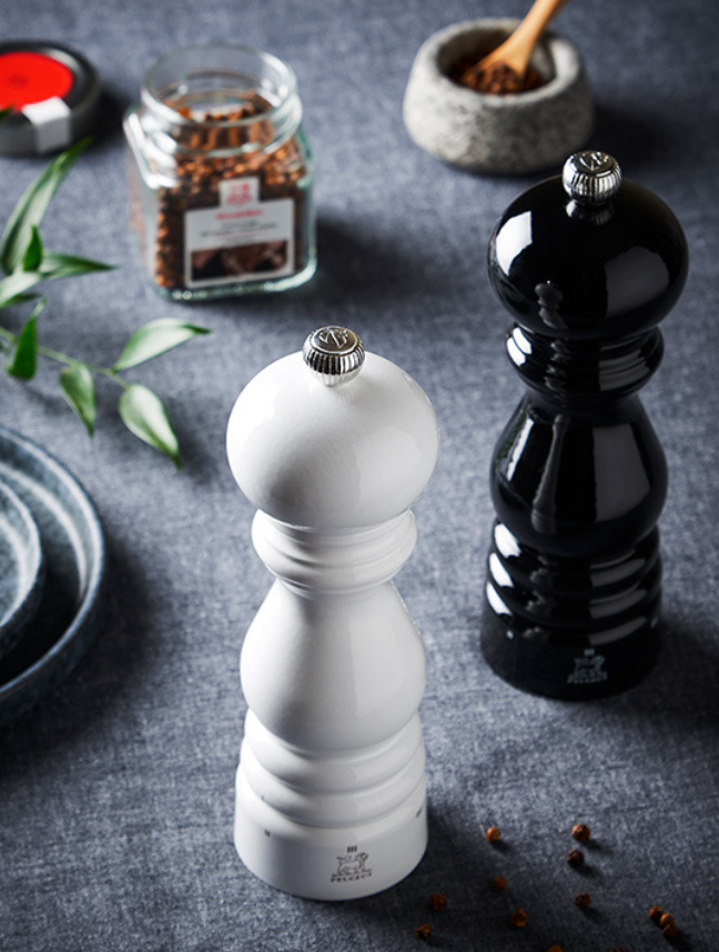 Peugeot Paris U’Select Black Lacquer Pepper and White Lacquer Salt Mill Set - 5” / 13 cm