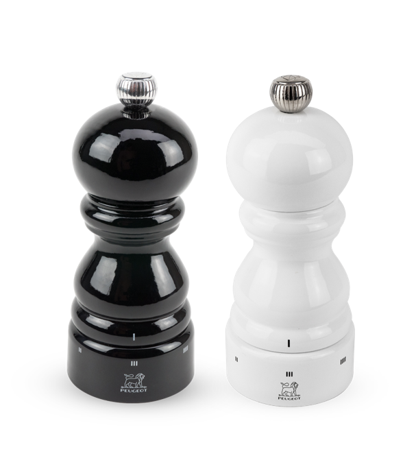 Peugeot Paris U’Select Black Lacquer Pepper and White Lacquer Salt Mill Set - 5” / 13 cm