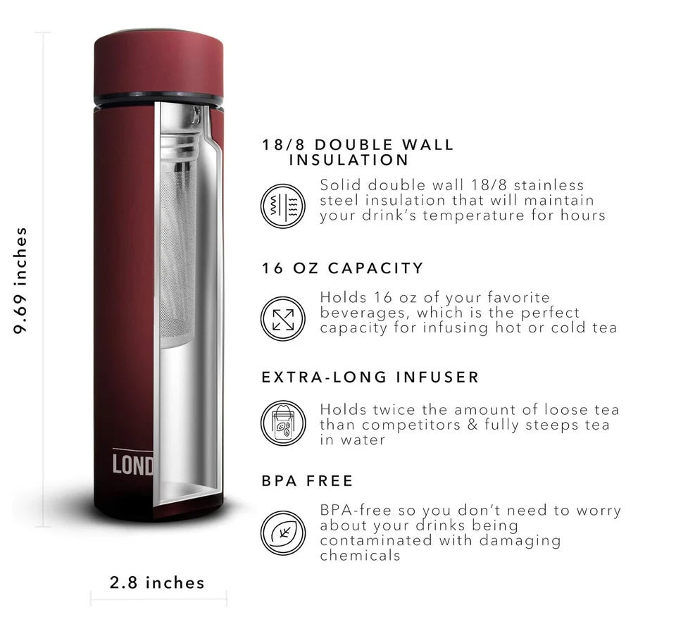 London Sip Tea Infuser Bottle 16 oz / 500 ml London Sip by Kitchen Niche
