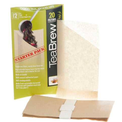 Tea Brew #2 Biodegradable Loose Leaf Tea Filters — 2-3 Cup Starter Retail Pack of 20 by Kitchen Niche
