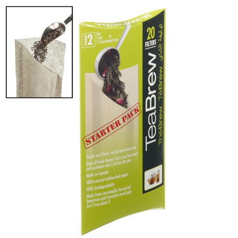 Tea Brew #2 Biodegradable Loose Leaf Tea Filters — 2-3 Cup Starter Retail Pack of 20 by Kitchen Niche