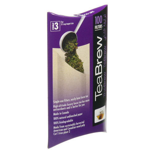 Tea Brew #3 Biodegradable Loose Leaf Tea Filters — 3-5 Cup Pack of 100 by Kitchen Niche
