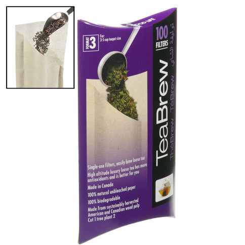 Tea Brew #3 Biodegradable Loose Leaf Tea Filters — 3-5 Cup Pack of 100 by Kitchen Niche