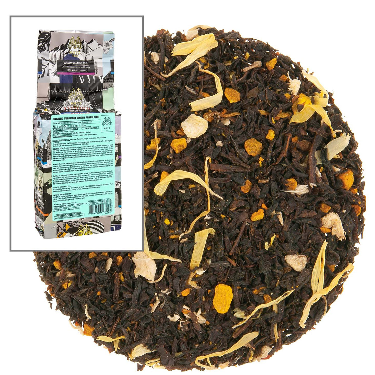 Metropolitan Tea Metz Organic Turmeric Ginger Peach Loose Leaf Tea 1.1 lbs