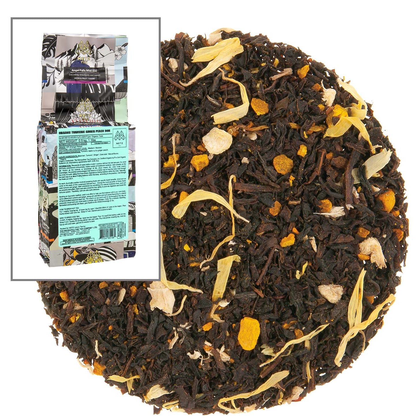 Metropolitan Tea Metz Organic Turmeric Ginger Peach Loose Leaf Tea 1.1 lbs