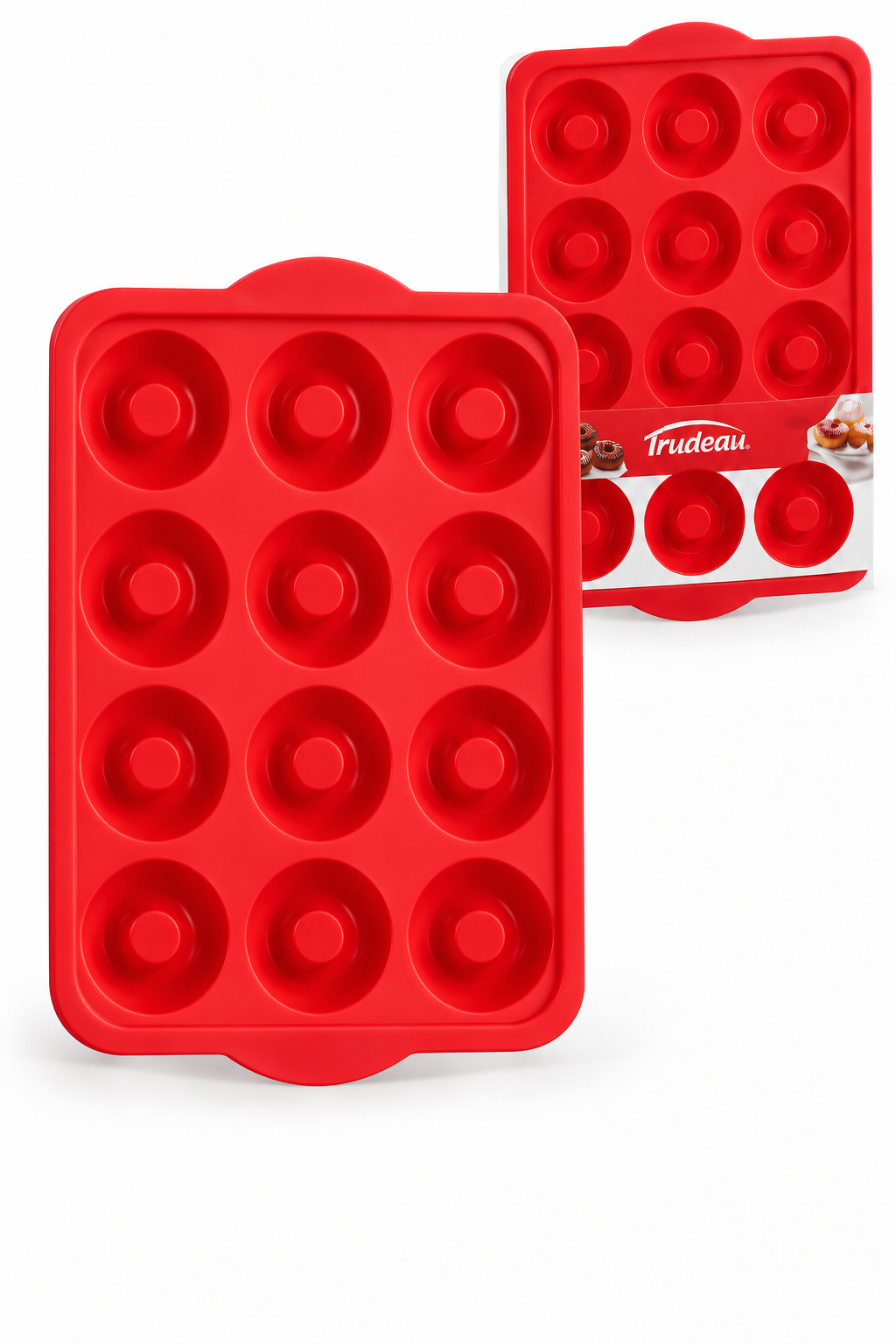 Trudeau 12-Cavity Holiday Donut Pan – Red