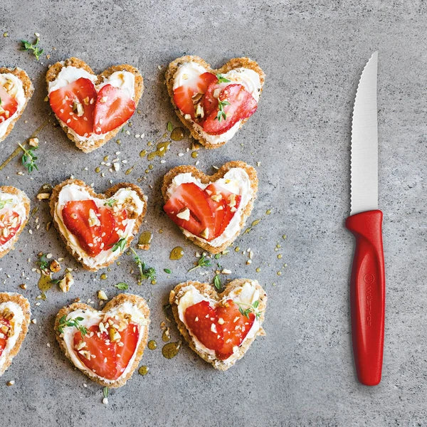 Wüsthof Create 4" Red Serrated Pizza/Steak Knife - Hanging