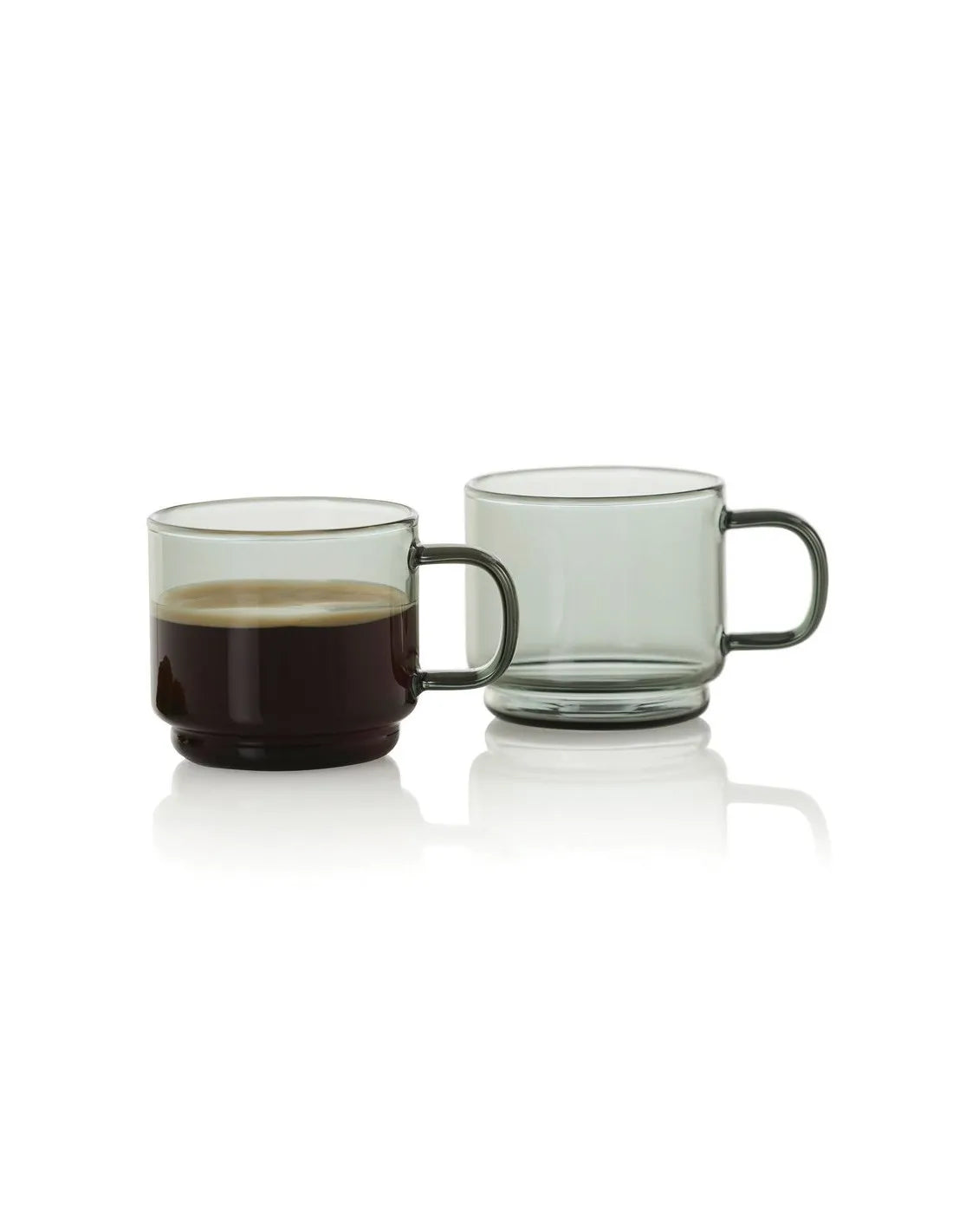 AdHoc Impact Espresso Cup Set – Grey Glass with Handle - 70 ml