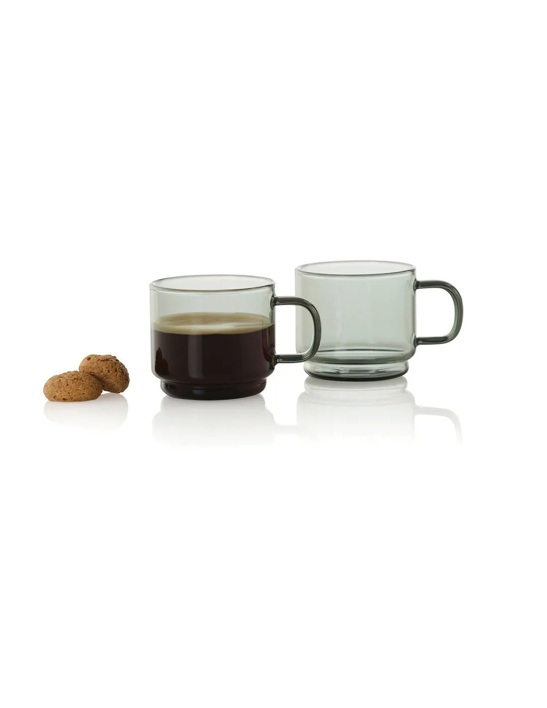 AdHoc Impact Espresso Cup Set – Grey Glass with Handle - 70 ml