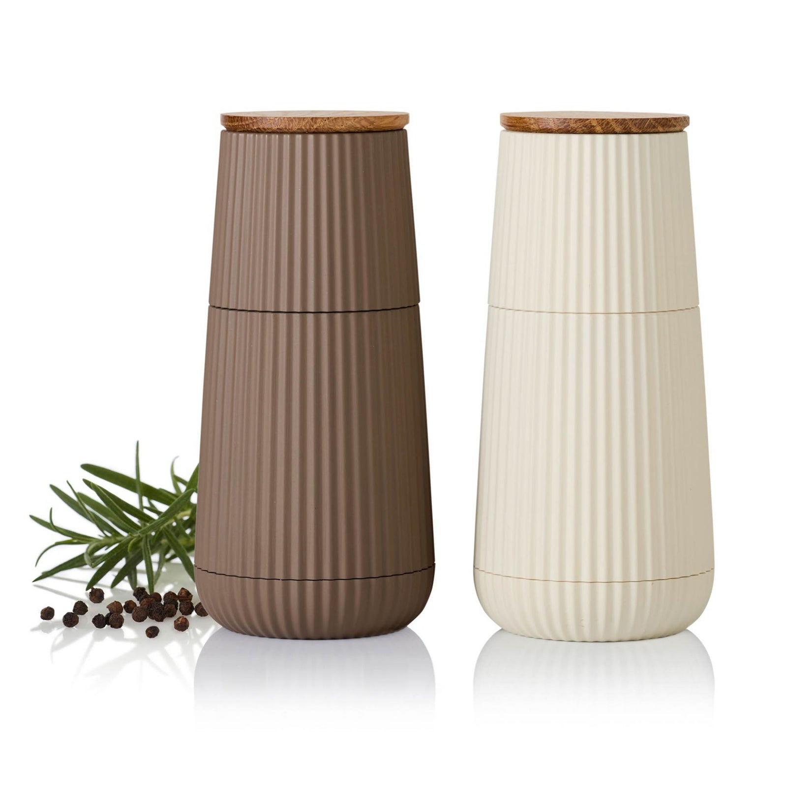AdHoc Scape Salt & Pepper Mill Set – Dark & Light Beige