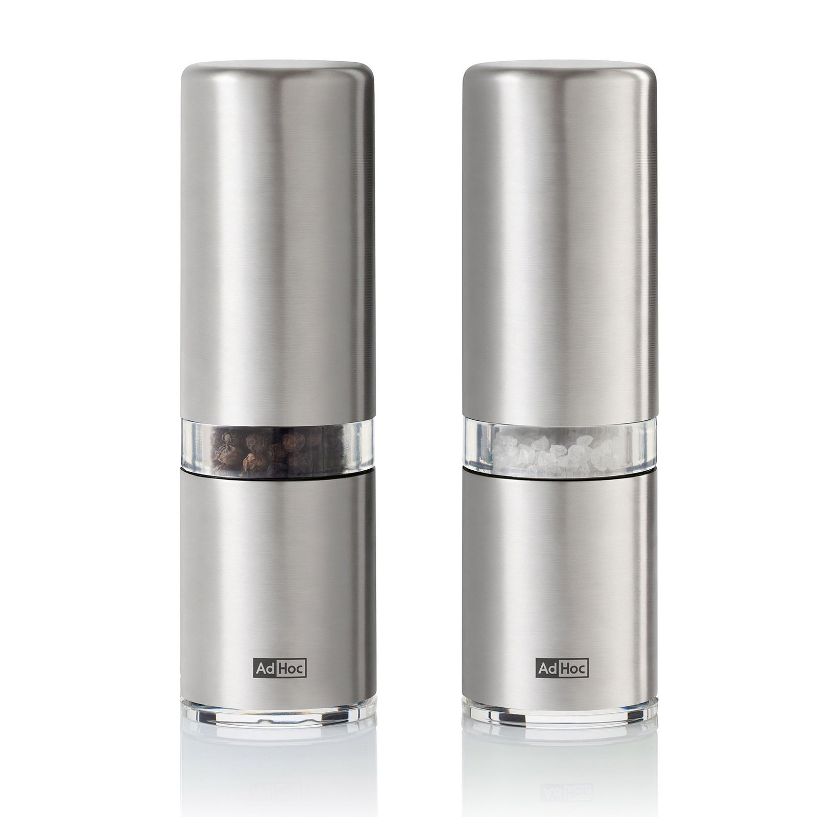 AdHoc Style Salt & Pepper Mill Gift Set – Matt Brushed Stainless Steel