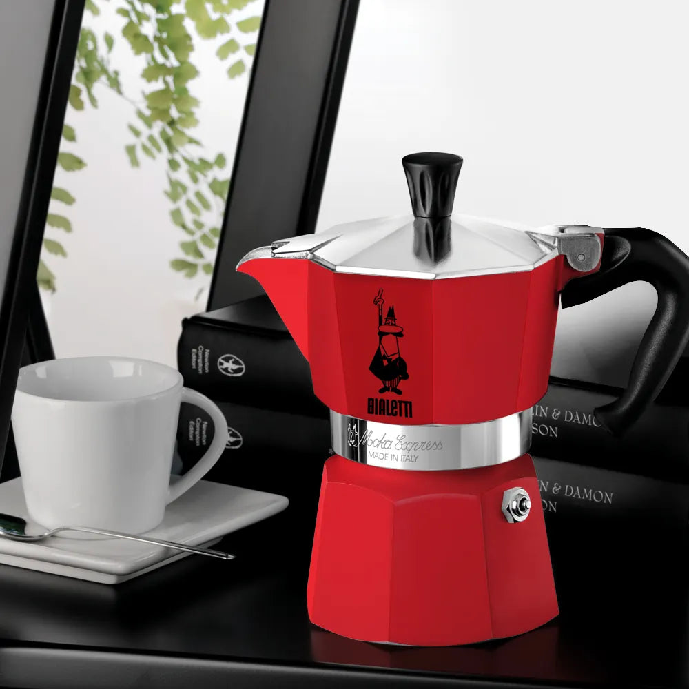 Bialetti Red Moka Express Stove Top Espresso Maker – 6 Cup