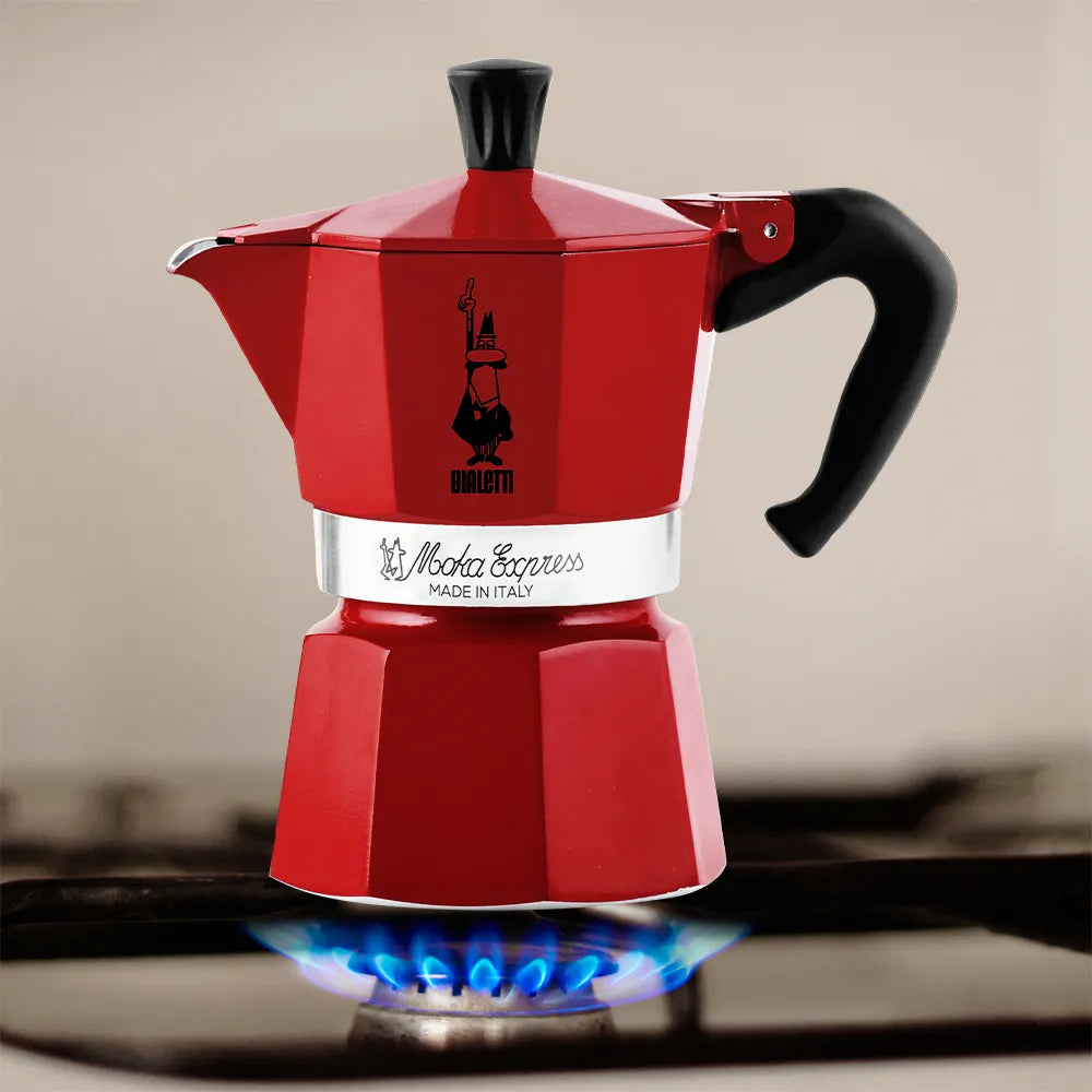 Bialetti Red Moka Express Stove Top Espresso Maker – 3 Cup