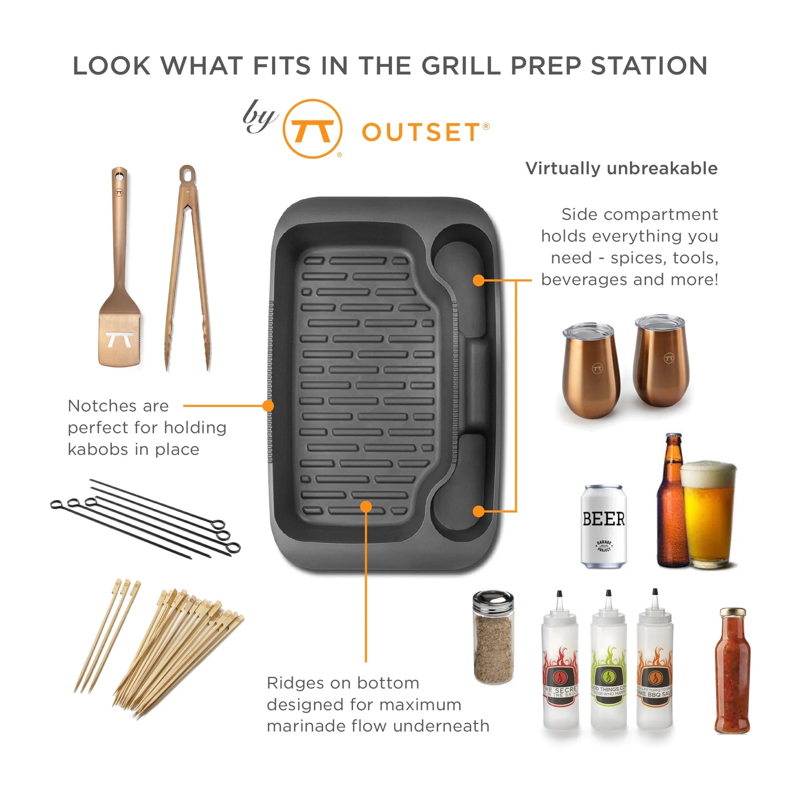Outset Grill Prep Station with Lid – 15" x 10"
