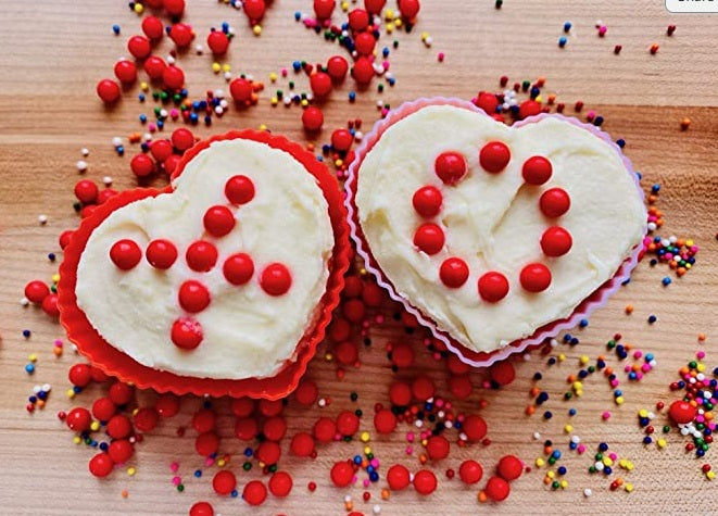 Bakelicious Set of 12 Silicone Heart Cupcake Baking Cups by Kitchen Niche