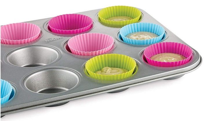 Bakelicious Set of 12 Silicone Cupcake Baking Cups by Kitchen Niche