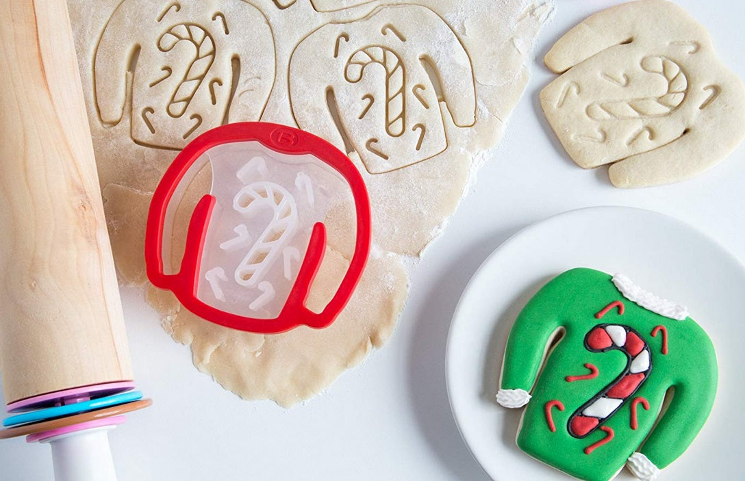 Bakelicious Candy Cane Ugly Sweater Cookie Cutter by Kitchen Niche