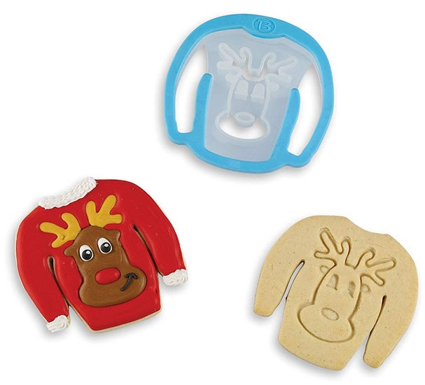 Bakelicious Reindeer Ugly Sweater Cookie Cutter by Kitchen Niche