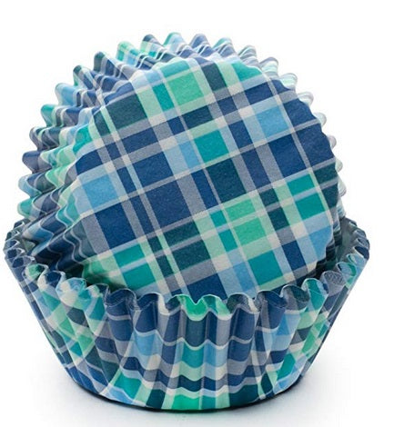 Fox Run Navy & Aqua Madras Baking Cup Set of 50 by Kitchen Niche