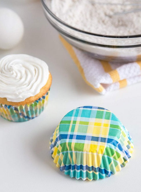 Fox Run Yellow & Aqua Madras Baking Cup Set of 50 by Kitchen Niche